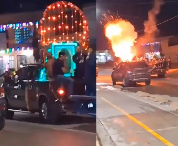 Deja 9 heridos explosión de pirotecnia durante caravana Guadalupana en Guanajuato