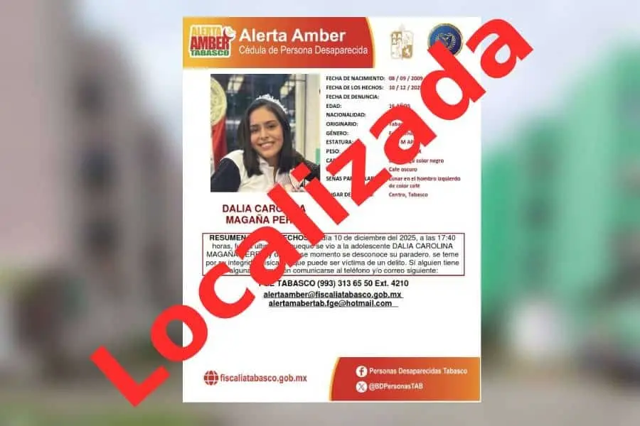 Localizan a Dalia Carolina, menor reportada como desaparecida en Centro Localizan a Dalia Carolina, menor reportada como desaparecida en Centro