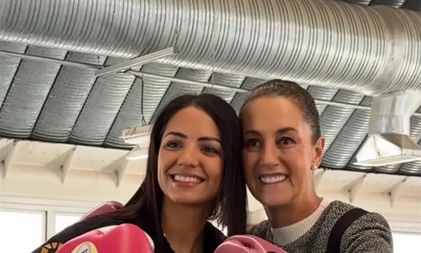 Sheinbaum "boxea" con la campeona mundial Diana "La Bonita" Fernández