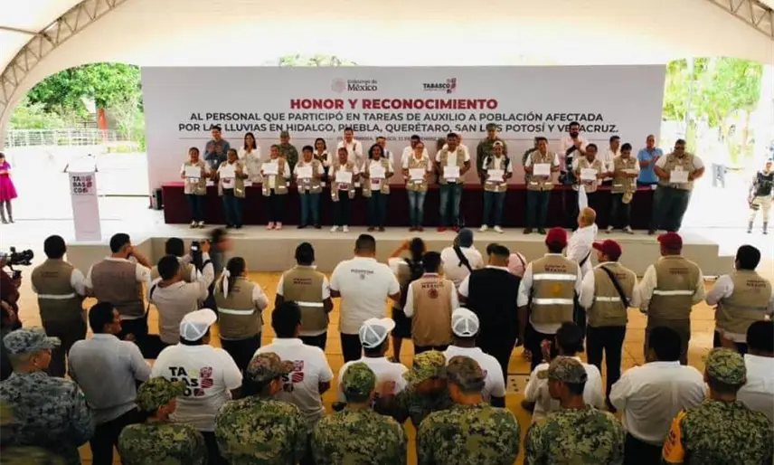 Reconoce Gobierno de Tabasco a personal que participó en labores de auxilio a afectados por lluvias