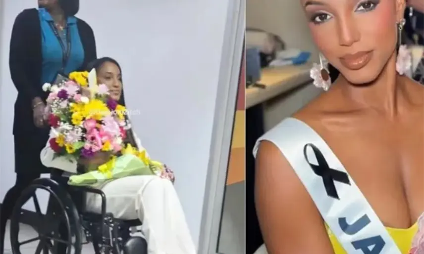 Reaparece Miss Jamaica tras accidente en Miss Universo