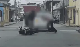 Conductores de auto y moto protagonizan pelea en calles de Cunduac&aacute;n
