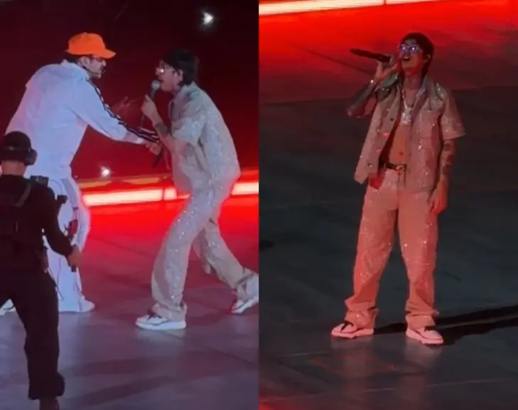 Se reencuentran J Balvin y Natanael Cano en &uacute;ltimo concierto de Bad Bunny en CDMX