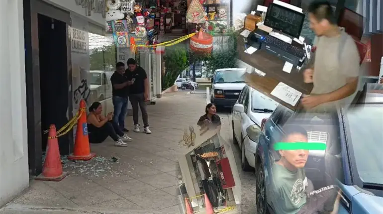 Detienen a se&ntilde;alado de robo y actos vand&aacute;licos a negocios en Plaza Olmeca