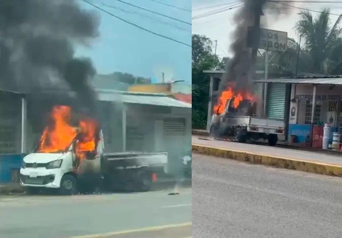 Se quema veh&iacute;culo por presunto cortocircuito en Huimanguillo