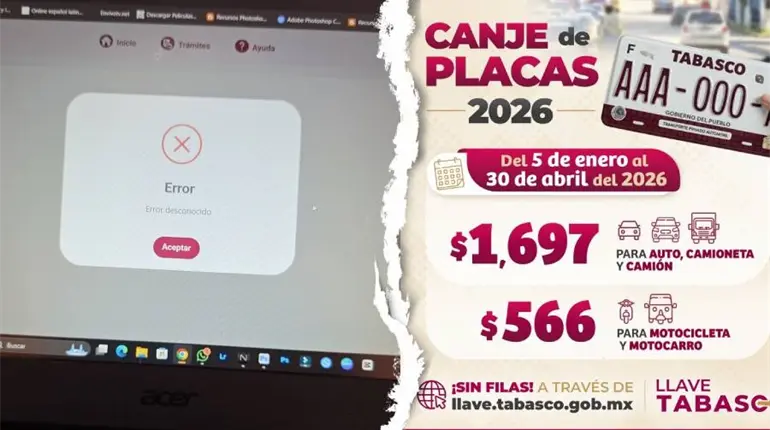 Falla plataforma "Llave Tabasco" en el primer d&iacute;a de reemplacamiento