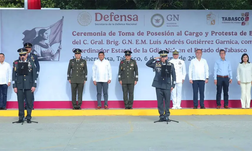 Toma protesta Luis Andrés Gutiérrez Garnica como nuevo Coordinador de la GN en Tabasco