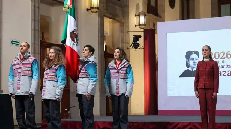Abandera Sheinbaum a delegaci&oacute;n mexicana para los JJ. OO. de Invierno 2026 en Italia