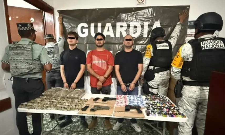 Detienen en Chiapas a 3 presuntos miembros del Cartel de Sinaloa con armas, drogas y dinero en efectivo