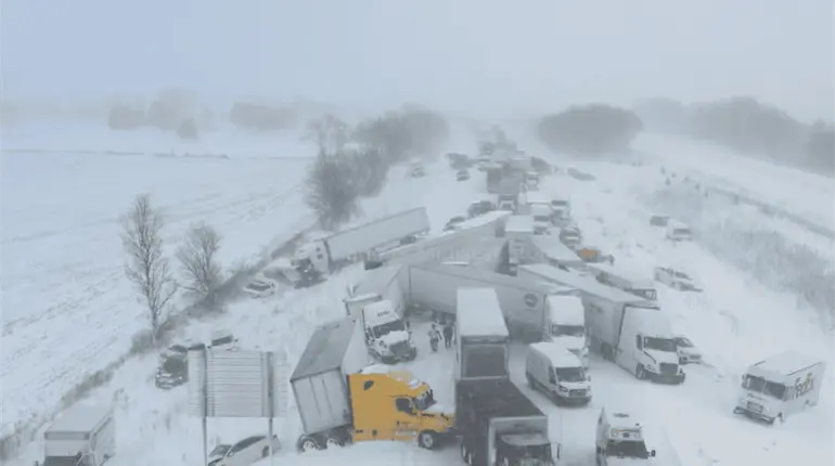 Colisionan 100 veh&iacute;culos en carretera de Michigan, EE. UU.