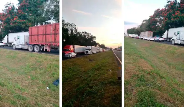 Tr&aacute;fico detenido en la Villahermosa – C&aacute;rdenas por volcadura de tr&aacute;iler