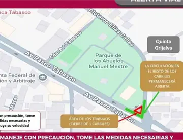 Anuncia SOTOP cierre temporal de un tramo de Paseo Tabasco por trabajos del proyecto Villahermosa 2030 Anuncia SOTOP cierre temporal de un tramo de Paseo Tabasco por trabajos del proyecto Villahermosa 2030