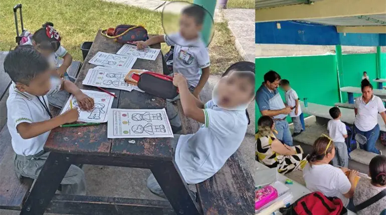 Denuncian que alumnos de primaria en Pomoca toman clases a la intemperie