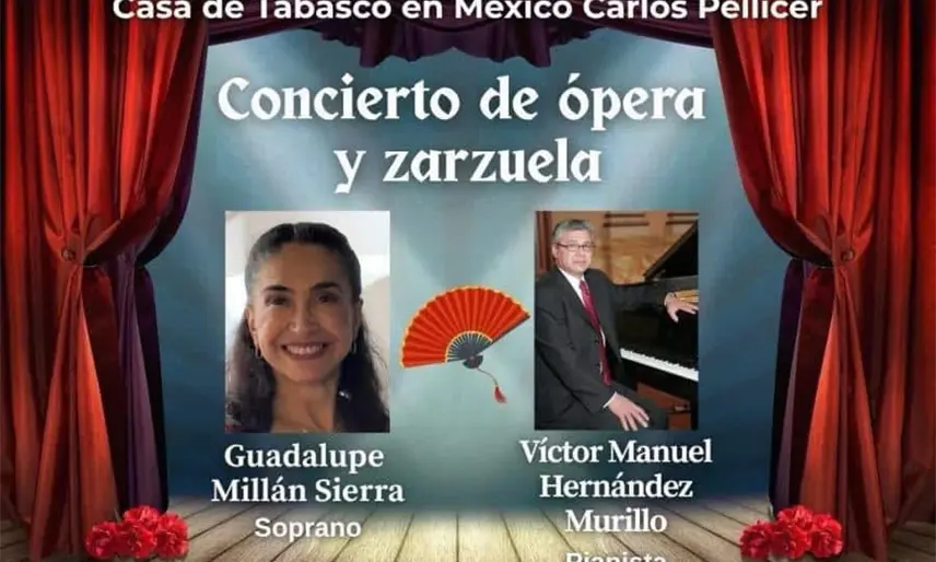 Presentan recital gratuito de ópera y zarzuela en la Casa de Tabasco en CDMX