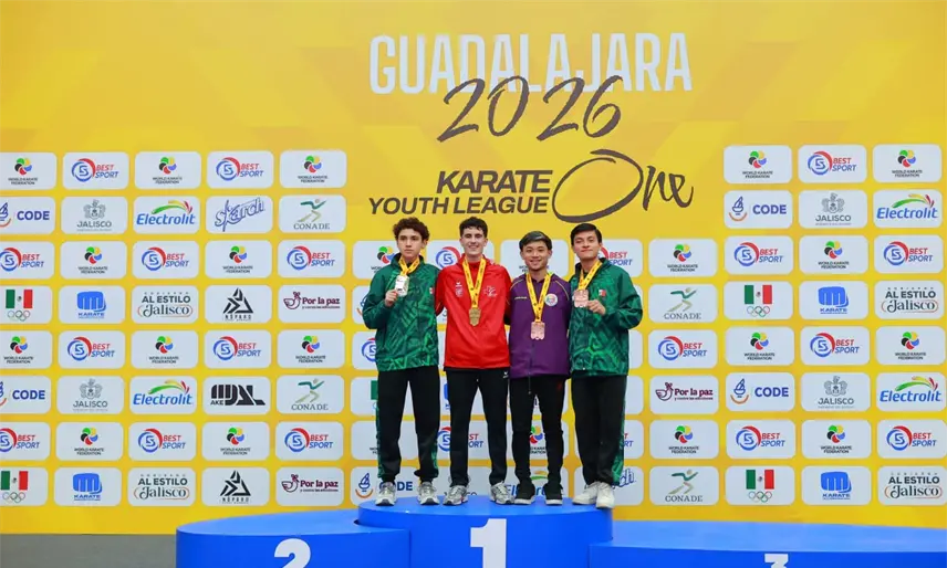 El karateka tabasqueño Ángel Sánchez gana bronce en la Youth League de Guadalajara