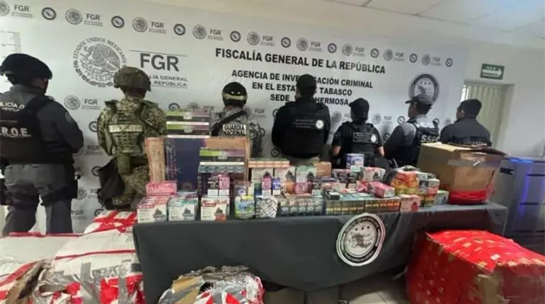 Decomisan cerca de 11 mil cigarros y vapeadores ap&oacute;crifos en Huimanguillo