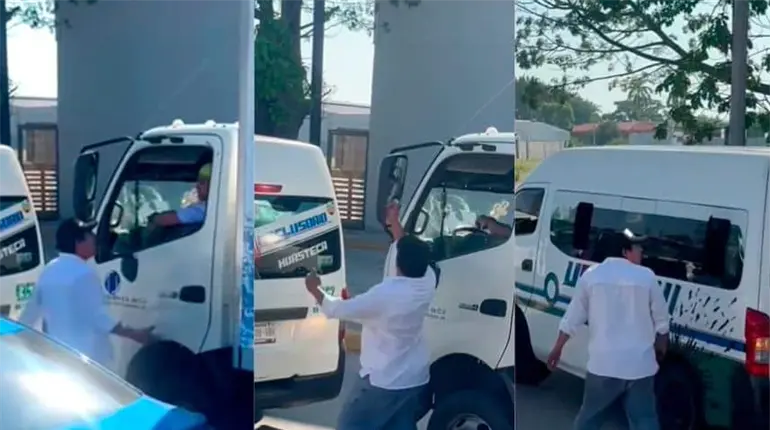 Viralizan conflicto entre conductor del transporte p&uacute;blico con chofer de cami&oacute;n repartidor en Tabasco
