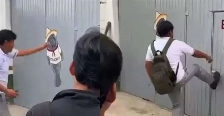 Estudiantes protestan y patean port&oacute;n del plantel 35 de C&aacute;rdenas; los dejaron afuera por llevar cabello largo