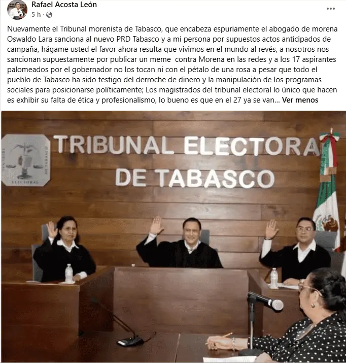 TET confirma sanción contra Rafael Acosta, dirigente del PRD por actos anticipados de campañas