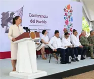 Encabeza Sheinbaum primera "Ma&ntilde;anera" en Tabasco; rechaza "rompimiento" con gobernador