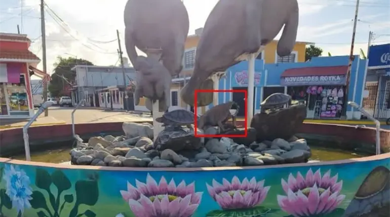 Vandalizan fuente de Los Manat&iacute;es en el pueblo m&aacute;gico de Frontera