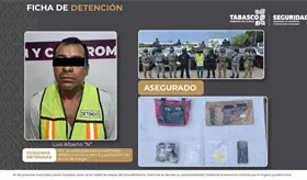 Detienen a hombre con drogas y arma en Centro