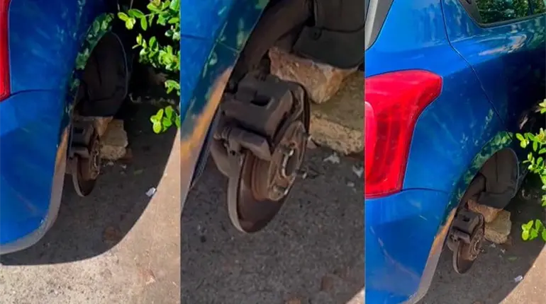 Denuncia Chemaney robo de una llanta de su veh&iacute;culo