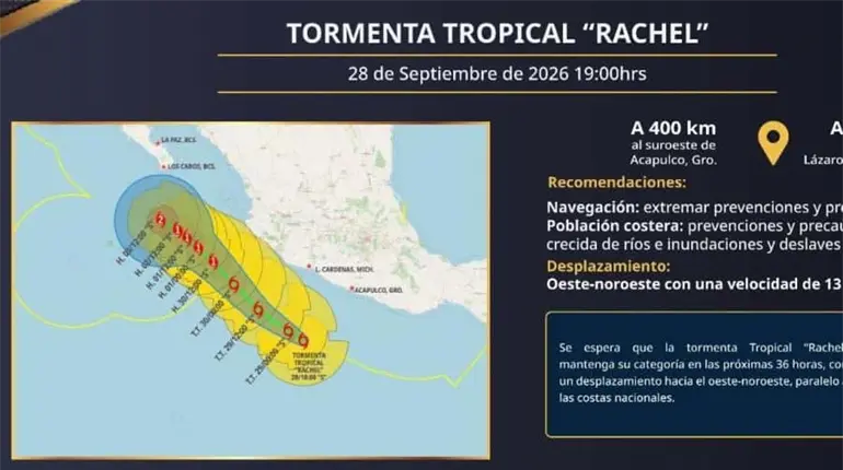 Surge la tormenta tropical "Rachel" en el Pac&iacute;fico