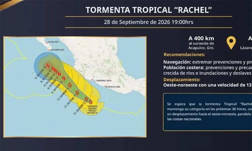 Surge la tormenta tropical "Rachel" en el Pacífico