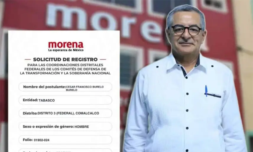 Exdirigente de Morena César Burelo se registra por la coordinación del Distrito 3 Federal