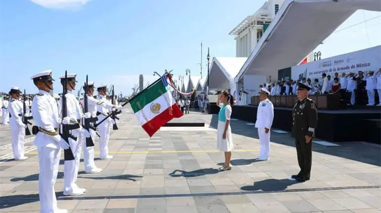 Resalta Sheinbaum labor de la Armada de M&eacute;xico al celebrar su 205 aniversario desde Veracruz