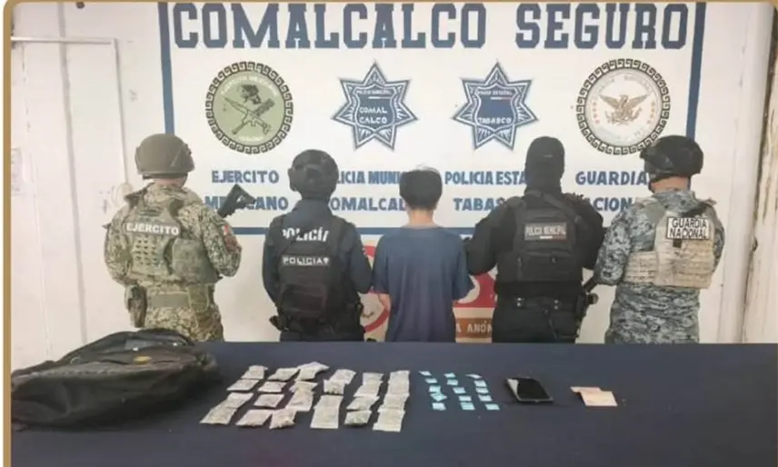 Detienen en Comalcalco a menor de edad con marihuana y cocaína listas para su venta