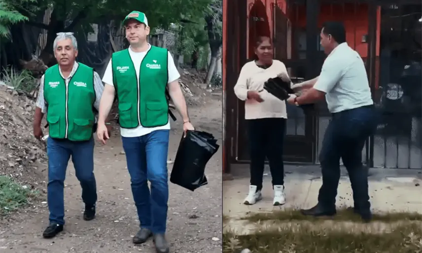 Viralizan a regidor y diputado de Torreón tras repartir hules por fuertes lluvias en la entidad
