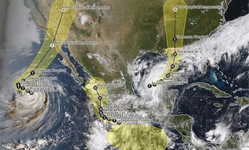 Conagua alerta por los ciclones "Isaías", "Simón" y "Rachel" que afectarán a México