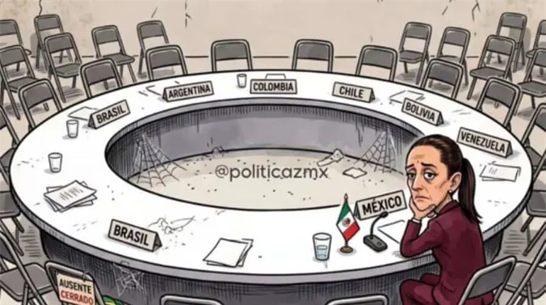 Milei publica caricatura que muestra a Sheinbaum sola ante el avance de la derecha en Latinoam&eacute;rica