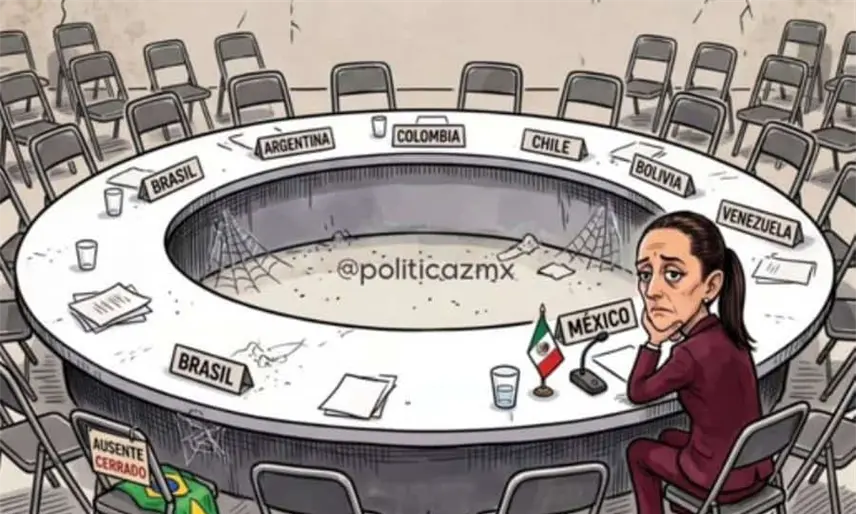 Milei publica caricatura que muestra a Sheinbaum sola ante el avance de la derecha en Latinoamérica