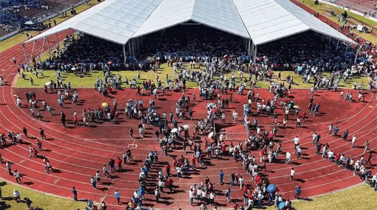 Descarta SOTOP da&ntilde;os en campo del Estadio Ol&iacute;mpico tras evento de Sheinbaum en Tabasco