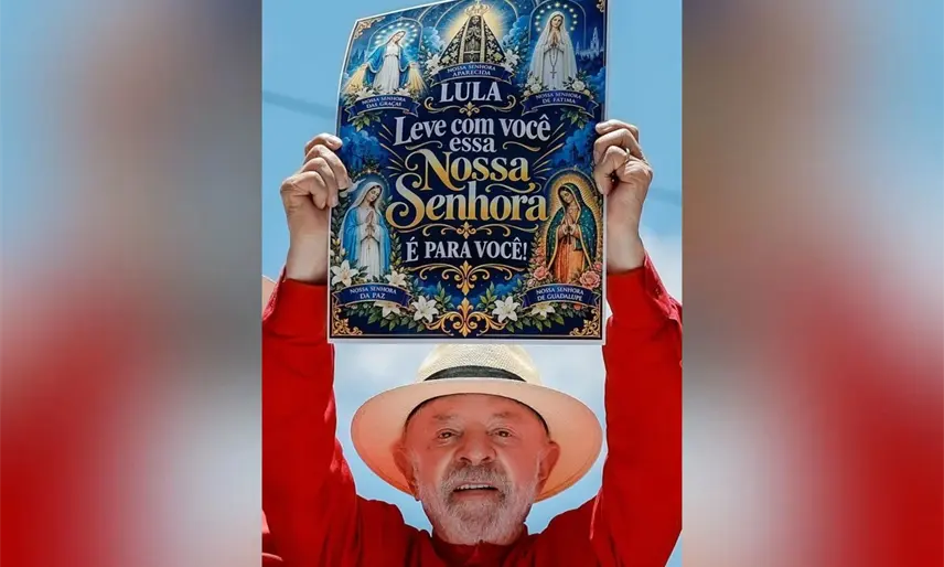 Lula aparece con imagen de la Virgen de Guadalupe durante campaña presidencial en Brasil