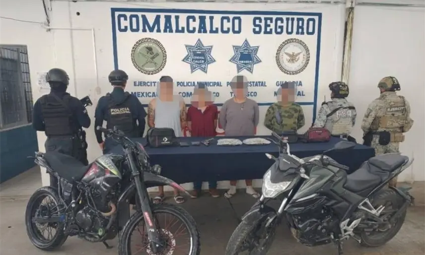 Detienen a 6 sujetos en 3 hechos diferentes en Comalcalco por posesión de drogas y portación de armas de fuego