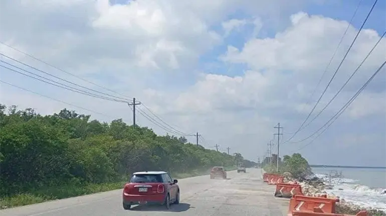 Inicia reparaci&oacute;n del tramo Villahermosa-Ciudad del Carmen afectado por fuerte oleaje