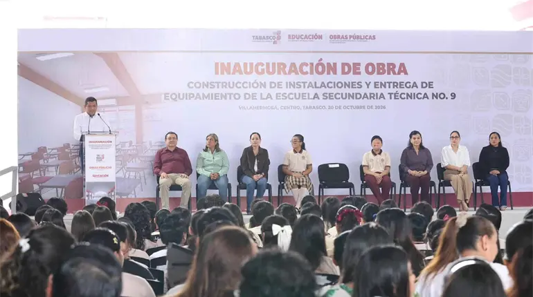 Inaugura May construcci&oacute;n de instalaciones y equipamiento en la Secundaria T&eacute;cnica No. 9