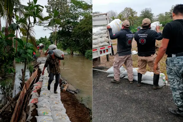 Refuerzan bordo de contenci&oacute;n en Teapa para prevenir riesgos por lluvias intensas de &uacute;ltimos d&iacute;as