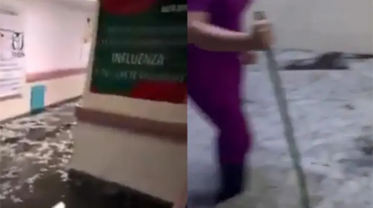 Granizada causa inundaci&oacute;n en hospital del IMSS en Ciudad Ju&aacute;rez