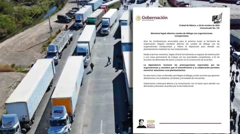Reitera SEGOB llamado a transportistas para evitar bloqueos el lunes