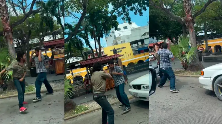 &iexcl;A pu&ntilde;o limpio! Captan pelea de 2 hombres en Villahermosa