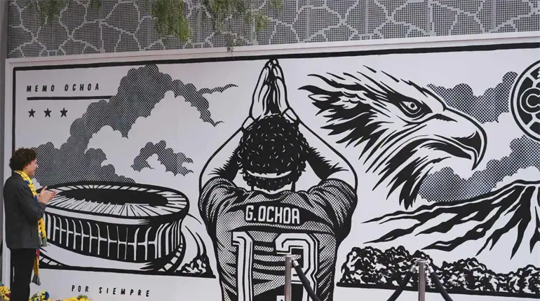 Revelan un mural en honor a Guillermo Ochoa en el Estadio Banorte, por su trayectoria con el Am&eacute;rica