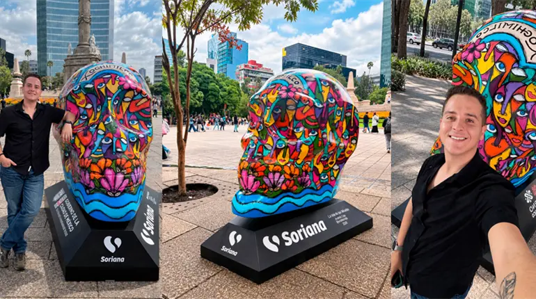 El artista pl&aacute;stico tabasque&ntilde;o Andr&eacute;s Ceja participa con su obra en la exposici&oacute;n Mexicr&aacute;neos 2026 en la CDMX