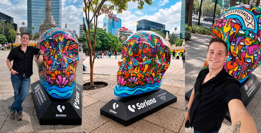 El artista plástico tabasqueño Andrés Ceja participa con su obra en la exposición Mexicráneos 2026 en la CDMX